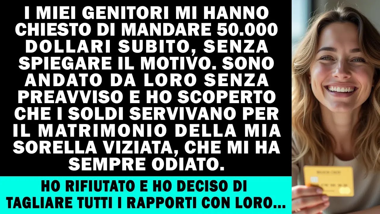 I miei genitori mi hanno chiesto 50.000 dollari subito, senza spiegare. Sono andato da loro di...