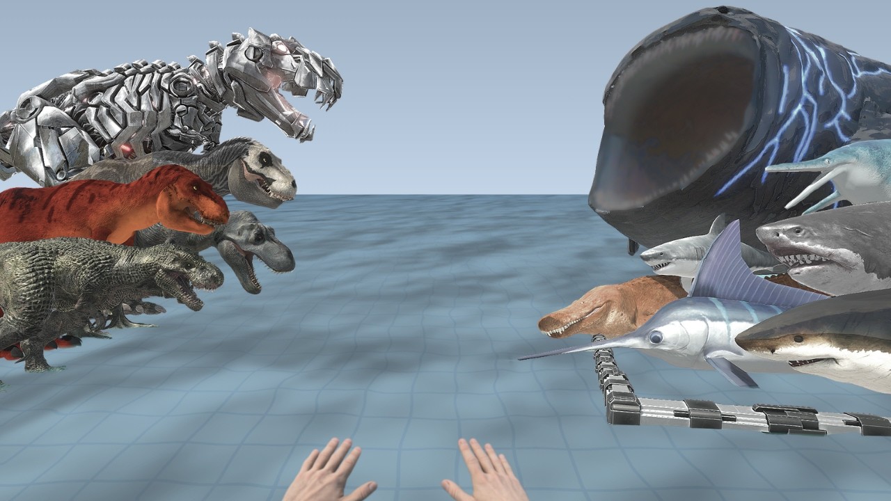 FPS Avatar Rescues Sea Monsters and Fights T-REX Evolution - Animal Revolt Battle Simulator