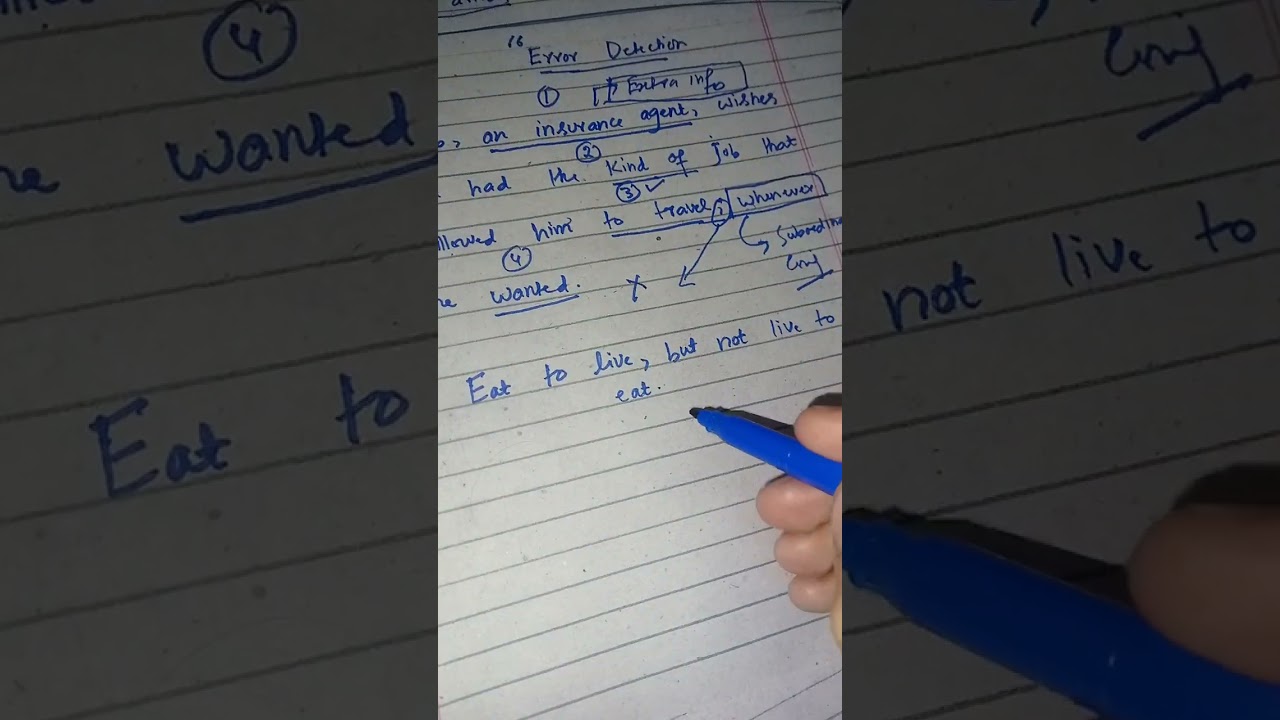 Error detection in a sentence. For 