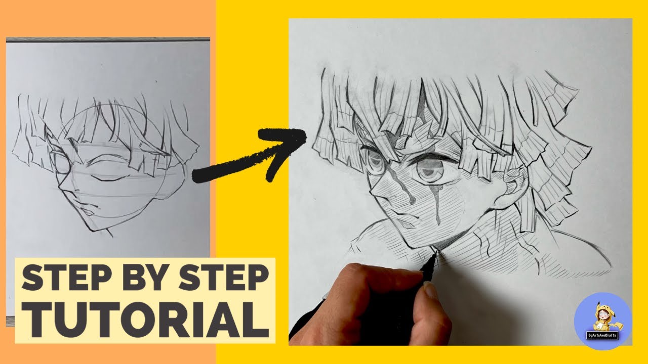 How to Draw serious Zenitsu from Demon Slayer: Step-by-Step Tutorial