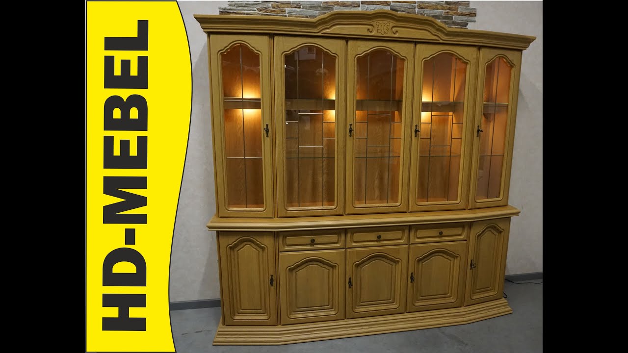 www.HD-MEBEL.pl *** WITRYNA Z KOMODĄ JASNA PODŚWIETLANA SZER. 214 CM