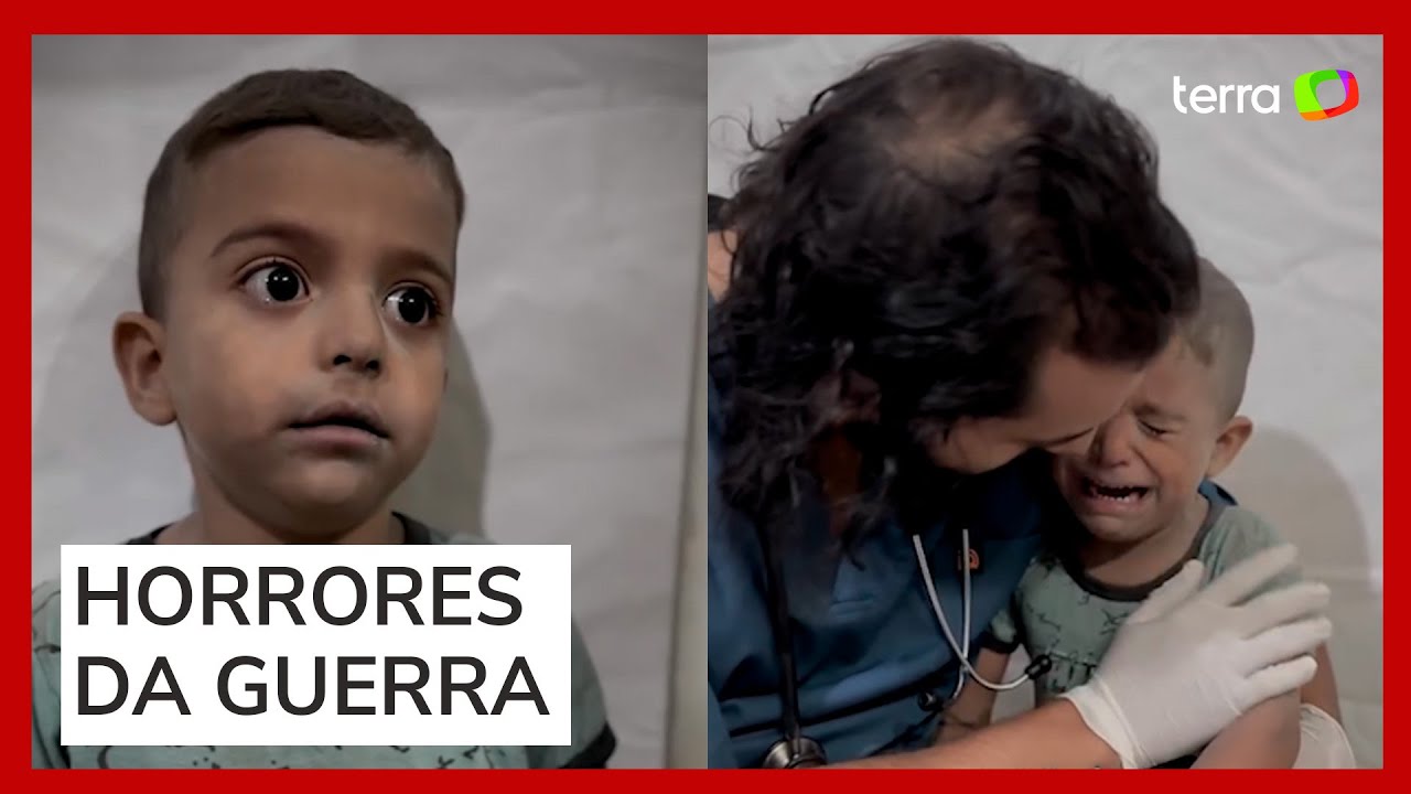 Médico aparece tentando acalmar criança que tremia de medo após ataque em Gaza