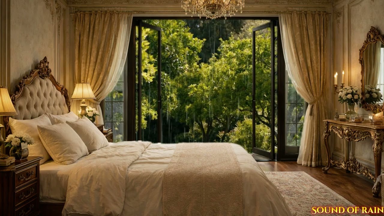 ASMR Rain Sounds for Sleeping - Sound of HeavyRainstorm & Thunder in the Misty Forest At Night 