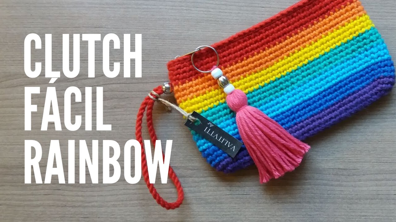 TUTORIAL CROCHÊ - Clutch Rainbow (arco-íris)