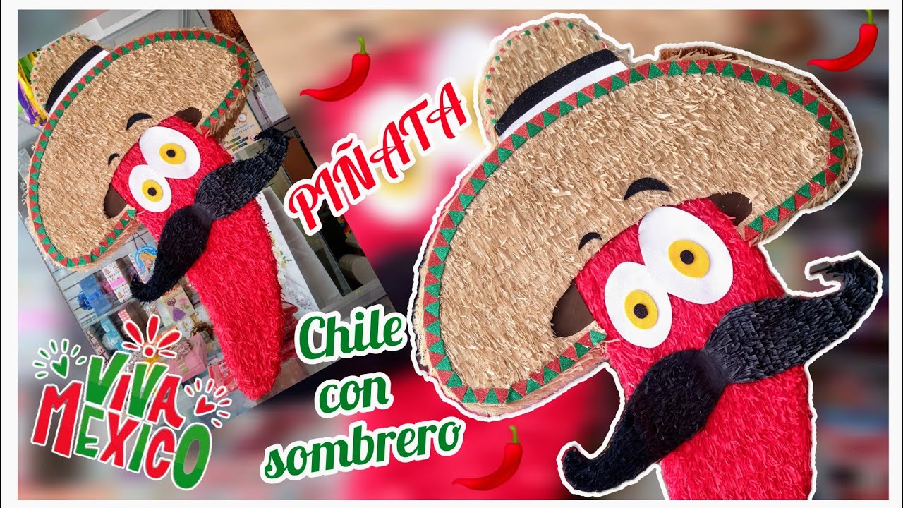 Piñata de Chile con sombrero 🌶️🇲🇽 Piñata ¡¡¡Viva México!!! #piñatas #vivamexico