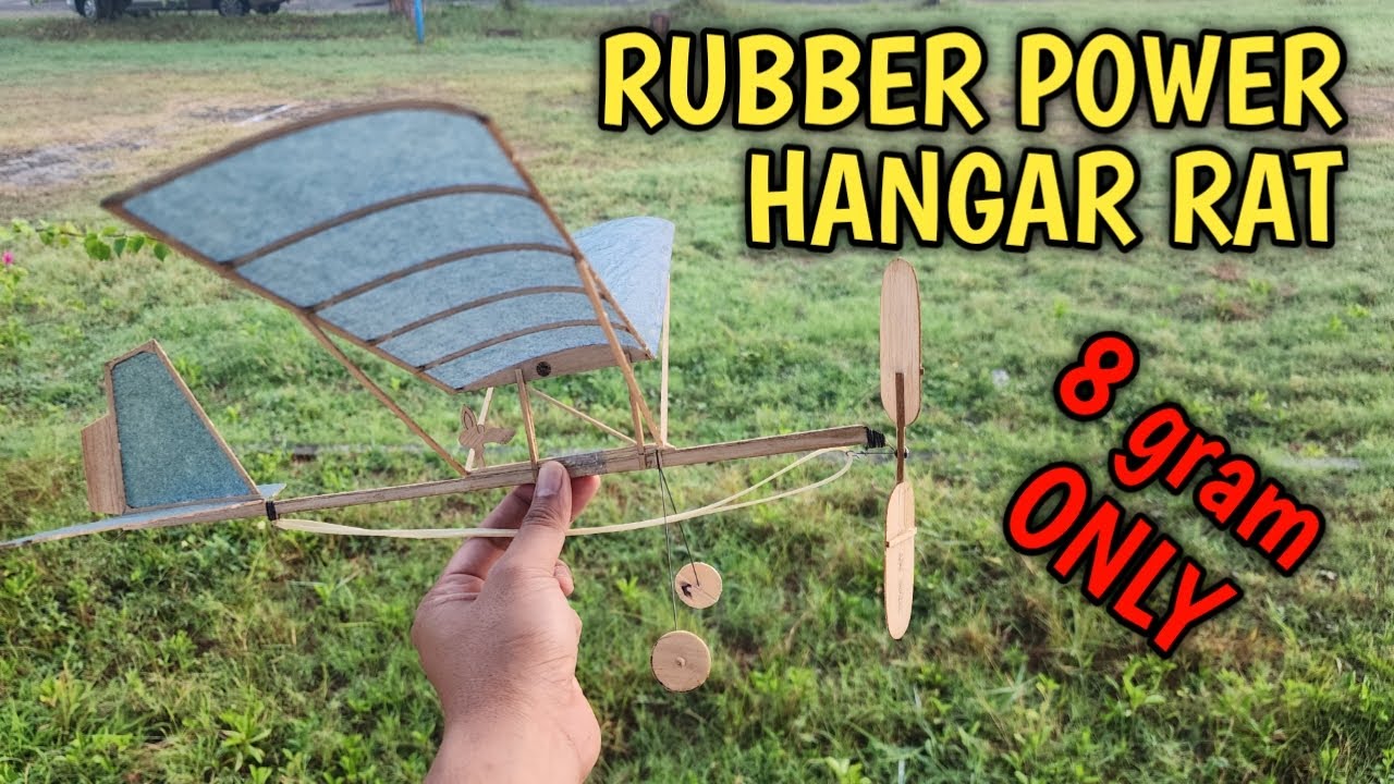 Review Terbang Pesawat Rubber Power Model Hangar Rat Made by @HobiCerdas