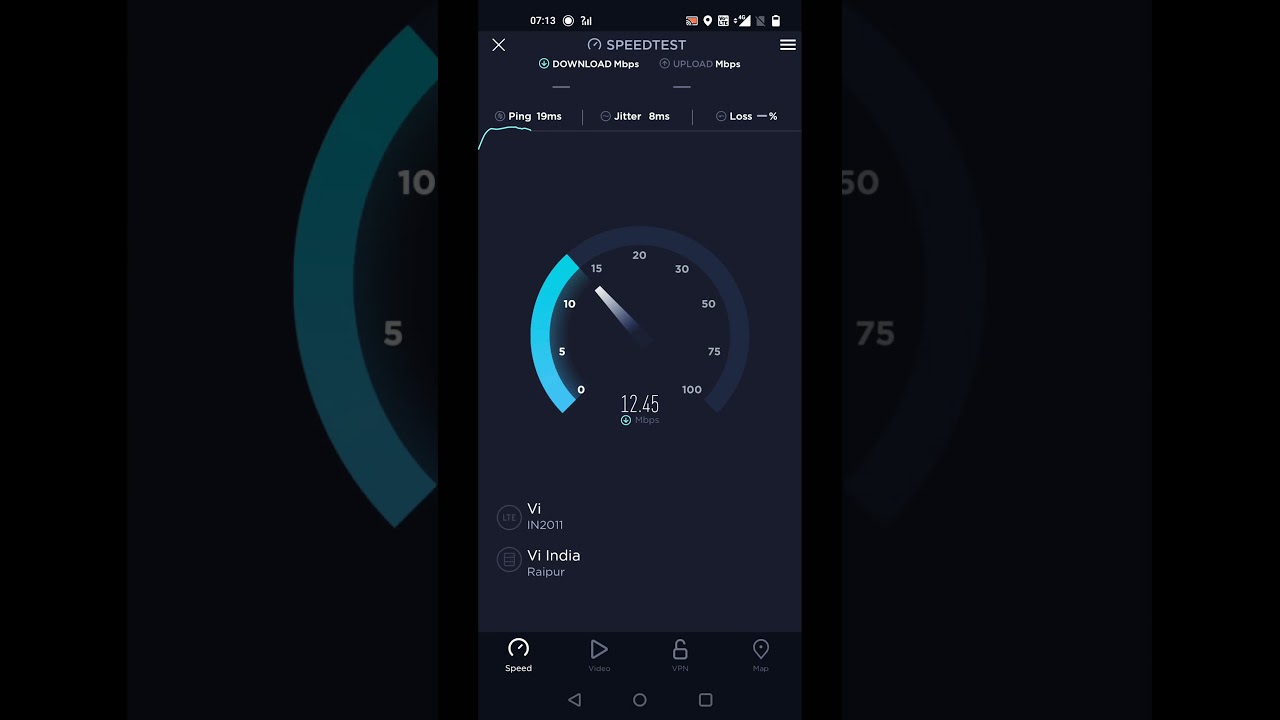 Vi 4G B8 Speedtest in Average SINR in MP and CG Circle