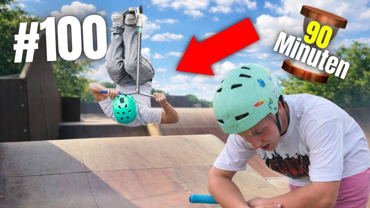100 Scooter Tricks in 90 Minuten &ndash; Schaffe ich es?😱 ❤️(10k Special)