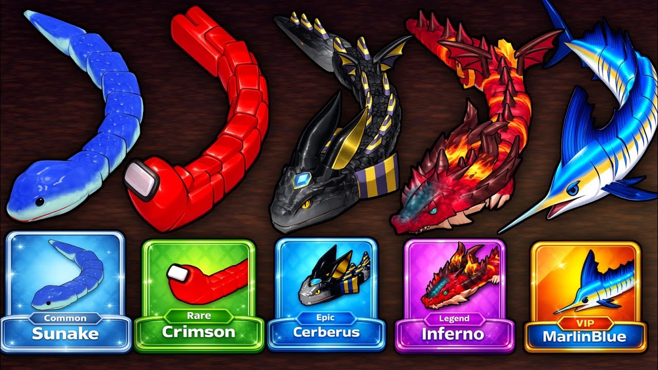 😱 SNAKE CLASH IO: COMMON🆚RARE🆚EPIC🆚LEGEND🆚VIP—MAX LEVEL SKIN COMPARISON ! WHICH SNAKE IS BEST?🔥#205