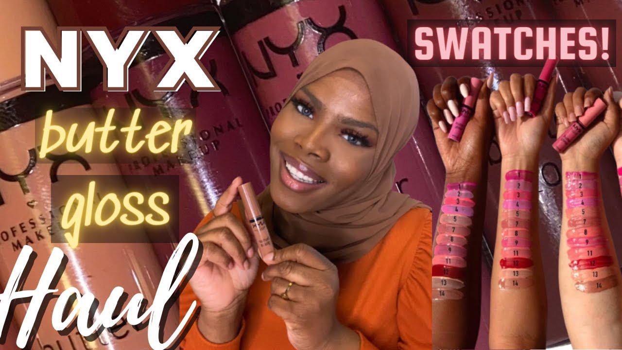 NYX BUTTER GLOSS HAUL ON DARK SKIN | PRALINE, TIRAMISU  GINGERSNAP & MORE!
