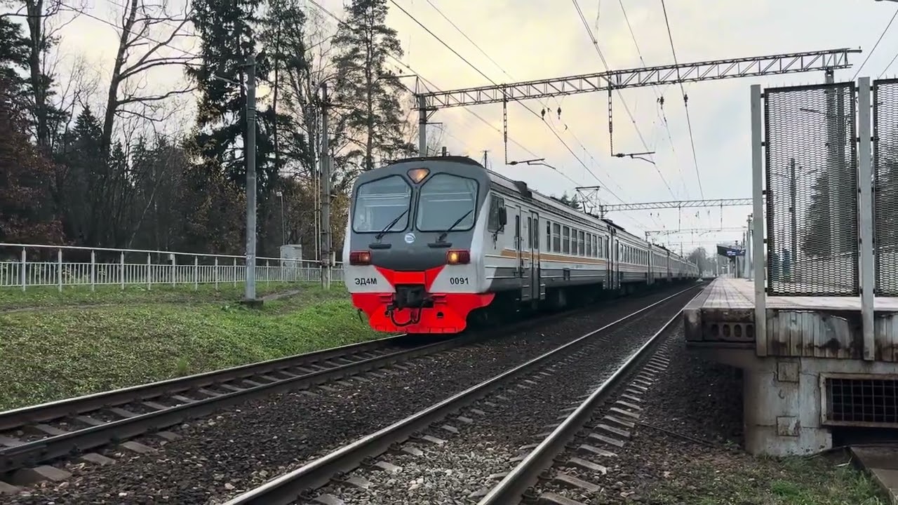 &laquo;Старый Демих ЦППК!&raquo; Электропоезд ЭД4М-0091 на ст.Бекасово-I и пл.Алабино, ноябрь 2025 года