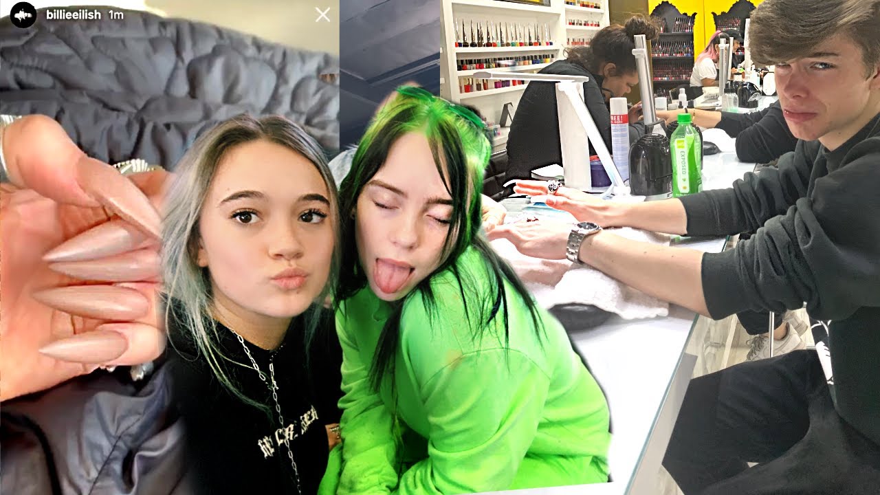 INSANE Billie Eilish Acrylic Nail 24 Hr Challenge! Boy vs Girl w/Chase Keith... FionaFrills