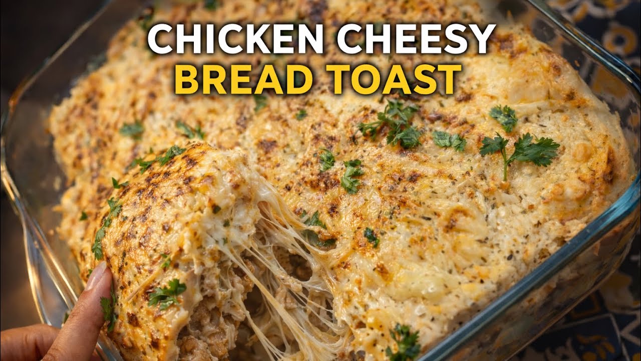 Cheesy Chicken Bread Toast Recipe | Easy Chicken Bread Bake at Home
