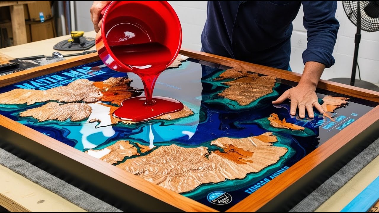 A Beautiful Piece And The Work Is Worth Seeing: The Desk Is Combined From Fine Wood And Epoxy Glue