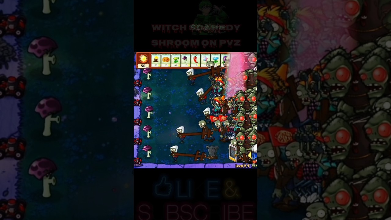 Witch Scaredy Shroom On PvZ - Plants Vs Zombies #shorts #PVZ #pvz2 #Pvzhack #PVZmod #pvz3 #PVZ4