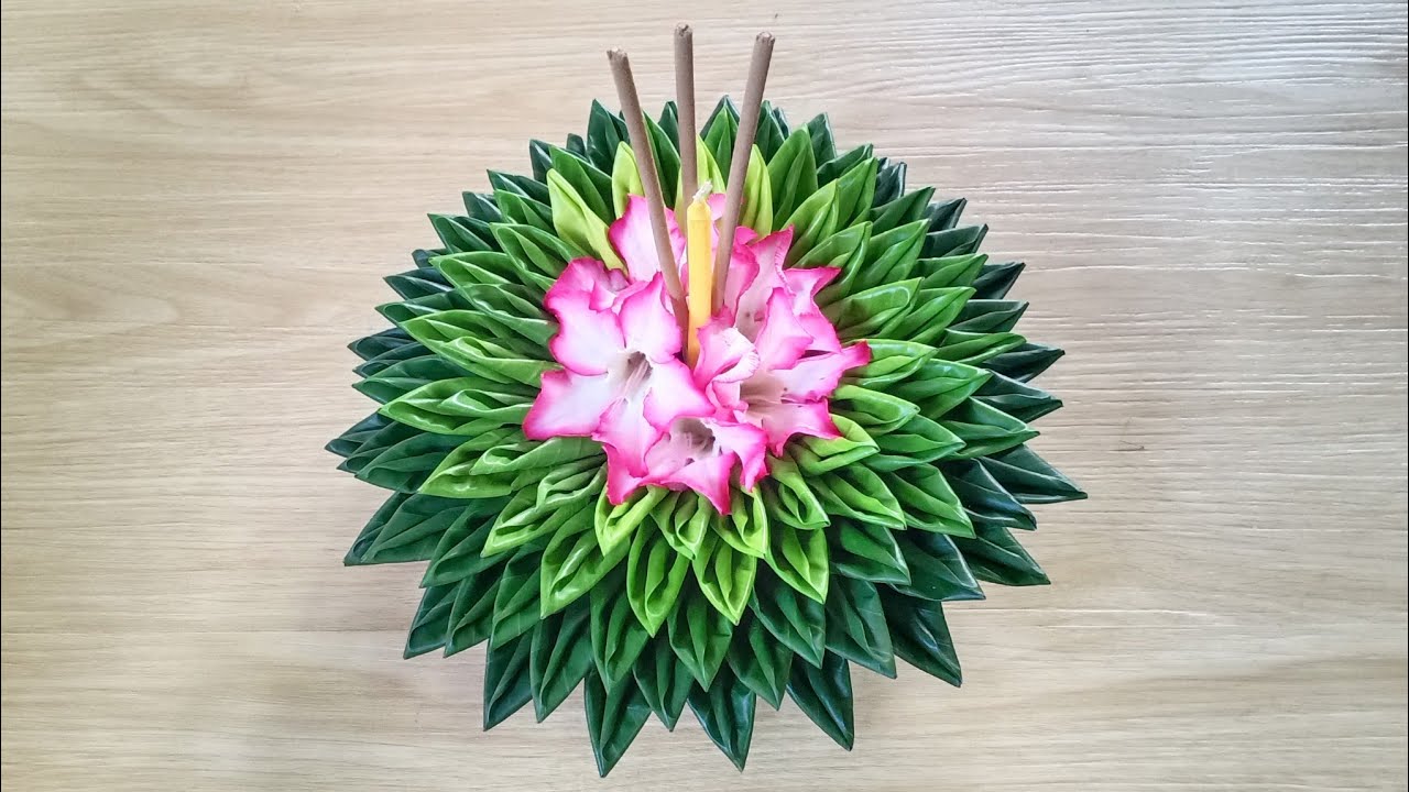 กระทงใบตองแบบใหม่ how to make krathong banana leaf