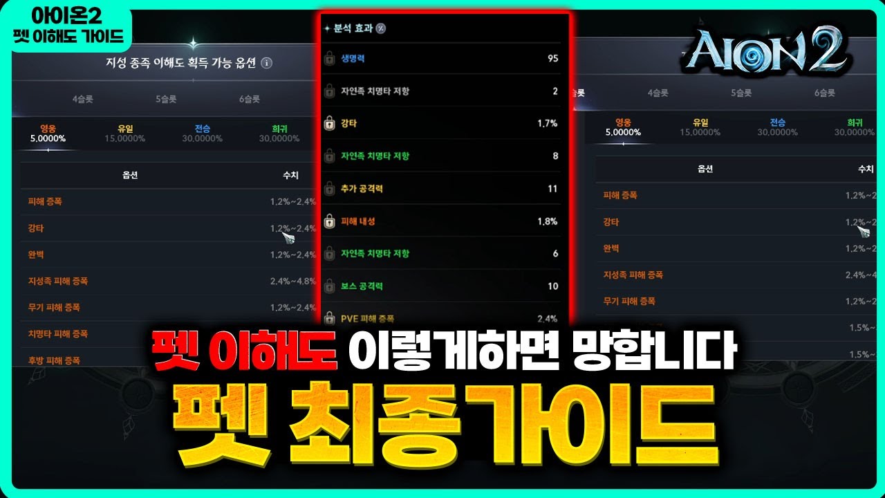 [아이온2] 펫 이해도 최종가이드 - 잘못하면 망합니다 / 아이온2 최종 컨텐츠