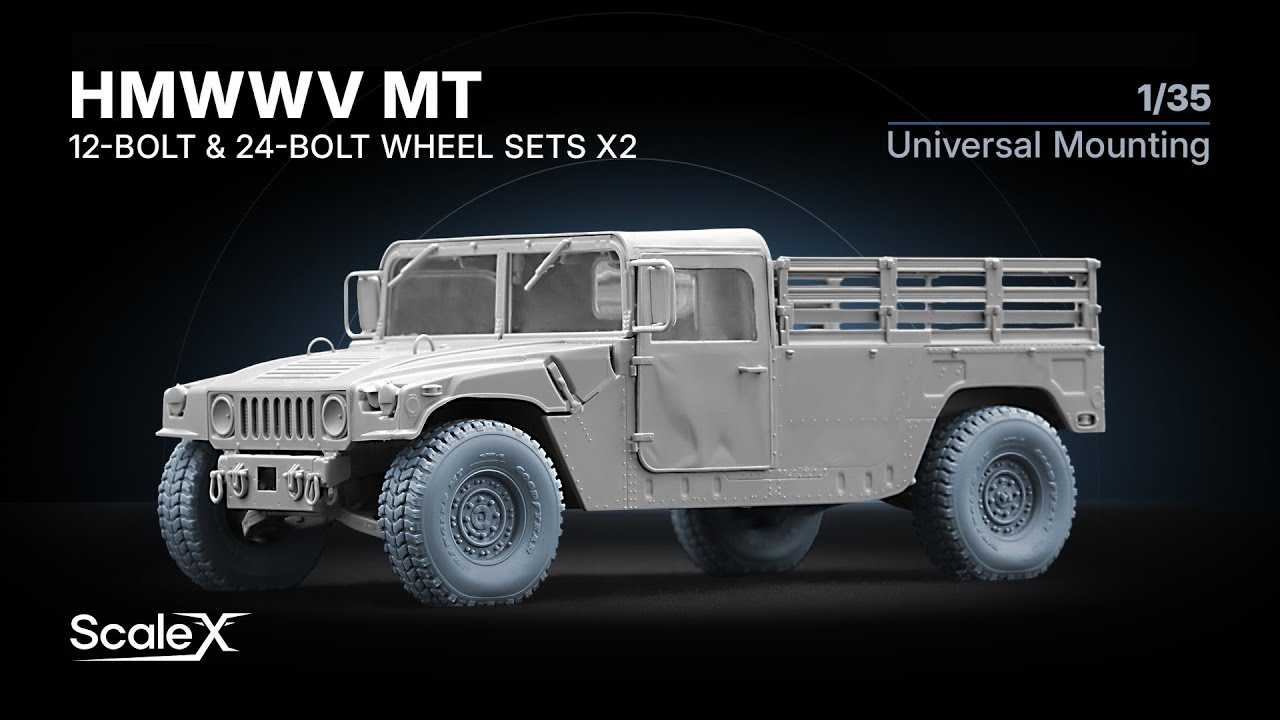 ScaleX HMMWV MT 24-bolt & 12-bolt Wheel Sets Review. Ordinary & Sagged Versions, 1:35 scale.