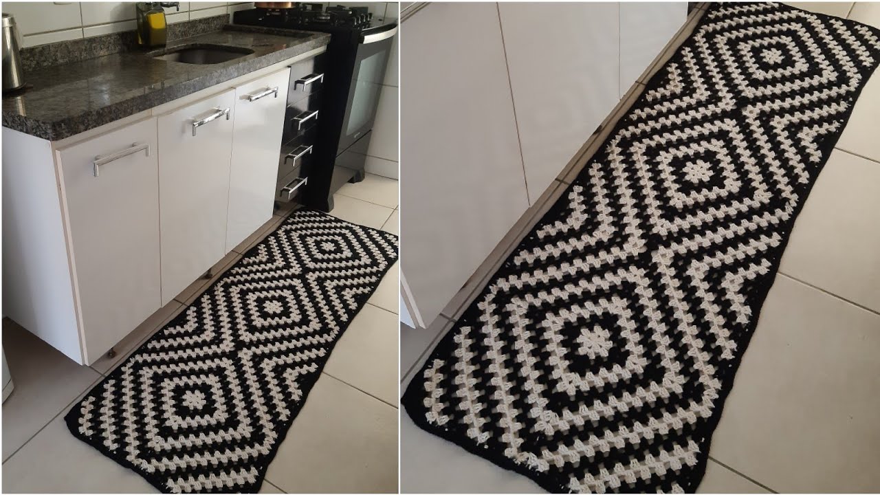 Passadeira de Crochê Mosaico - Tapete Mosaico em Crochê