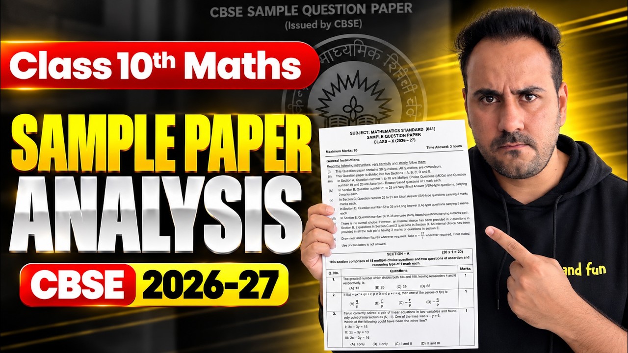 CBSE Class 10 MATHS Sample Paper 2026-27 | Complete Paper Analysis standard and Basic | Ushank Sir