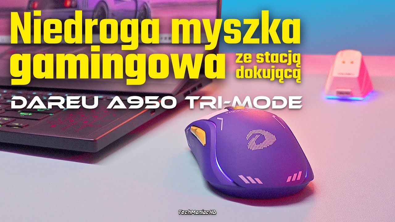 Gamingowa myszka bezprzewodowa ze stacją dokującą w dobrej cenie! 🤩 [Dareu A950 Tri-mode i EK861]