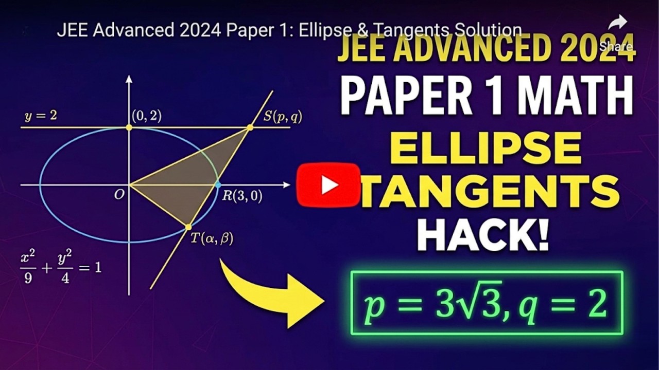 JEE Advanced 2024 Paper - 1 | EE Advanced 2024 Paper 1 | Ellipse Tangents HACK! 🔥 | Amrish Verma