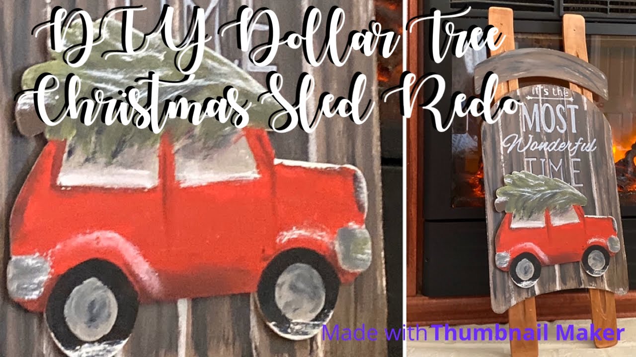 DIY Dollar Tree Christmas Sled Redo