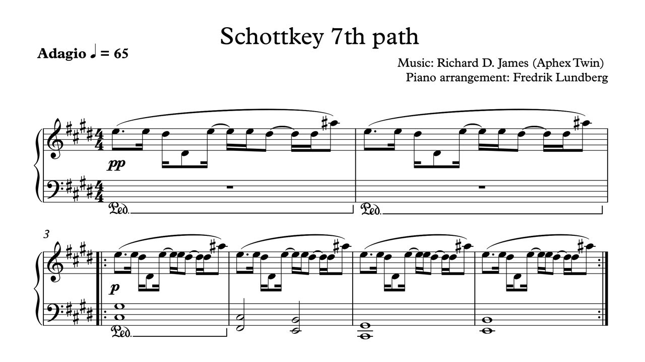 Aphex Twin - Schottkey 7th path (Piano Cover with Sheet Music)