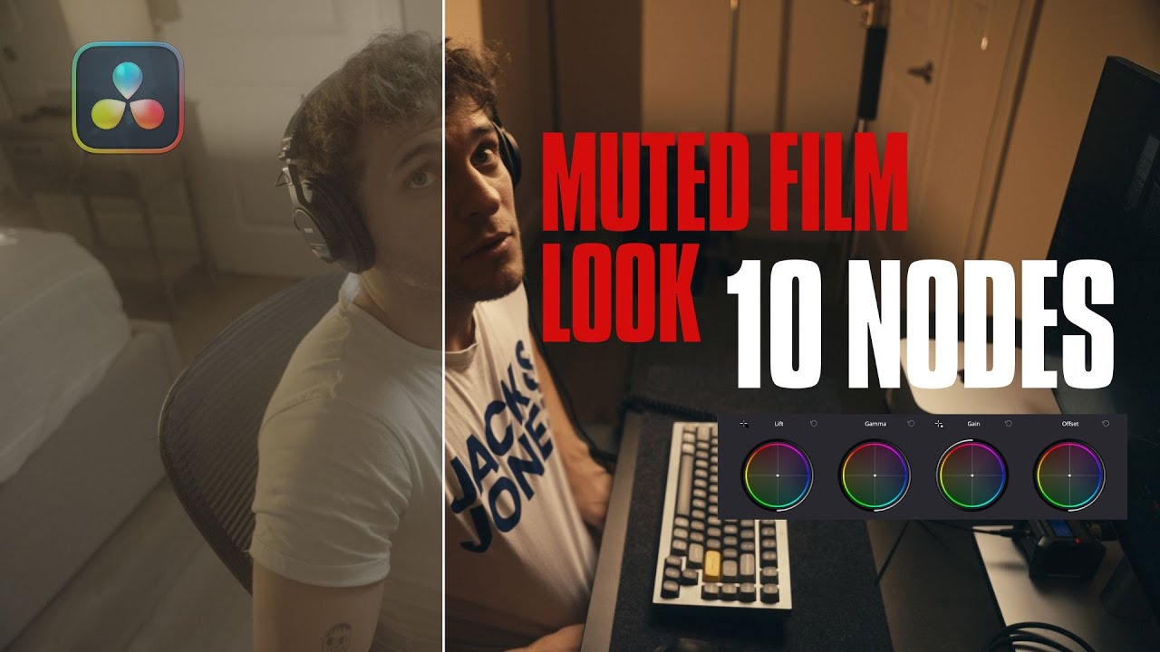 Easy Muted Film Look in 10 Nodes | Color Grading Tutorial in DaVinci Resolve