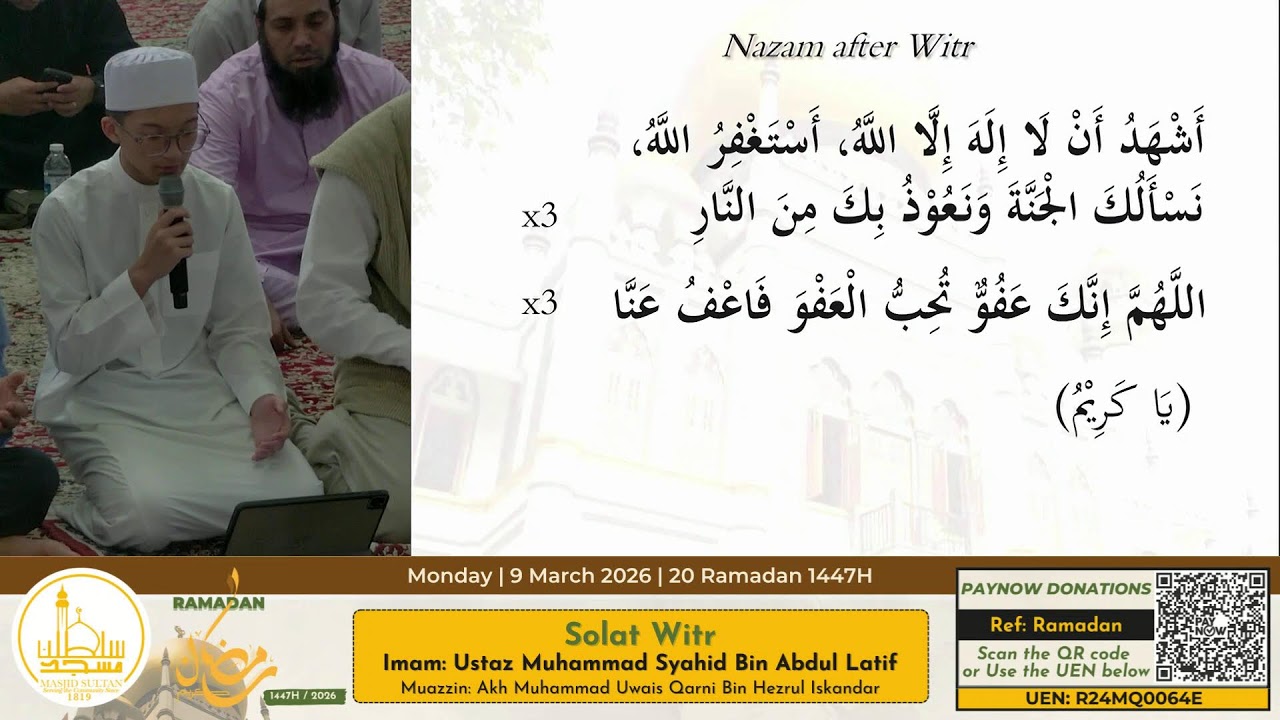 Solat Isya' & Tarawih || 9 March 2026 || 20 Ramadan 1447H