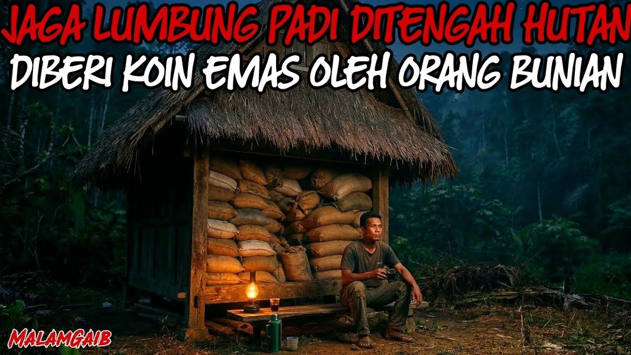 PEMUDA JAGA LUMBUNG PADI DITENGAH HUTAN DIBERI IMBALAN KOIN EMAS OLEH WARGA KAMPUNG BUNIAN