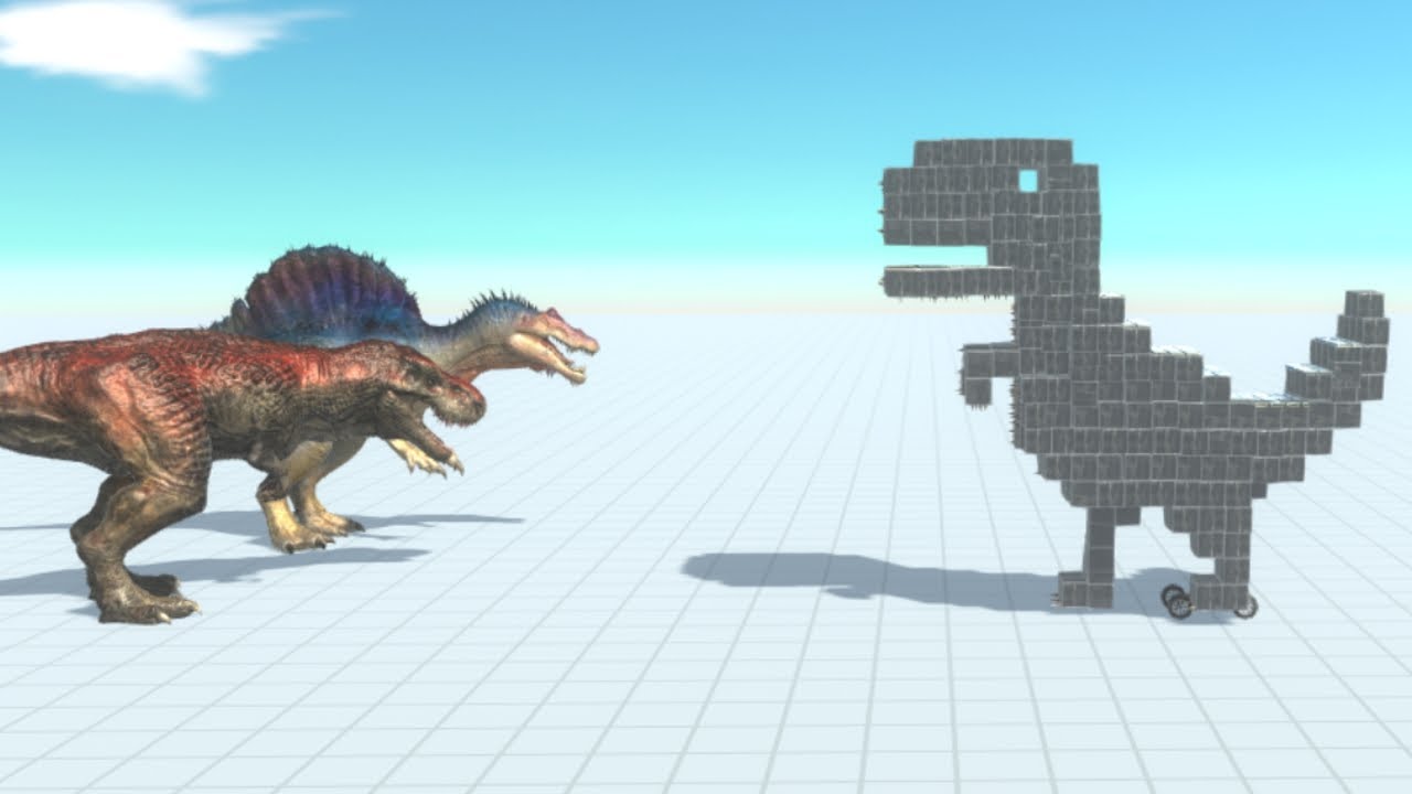 T-Rex and Spinosaurus vs 30 Workshop Dinosaurs ARBS Animal Revolt Battle Simulator