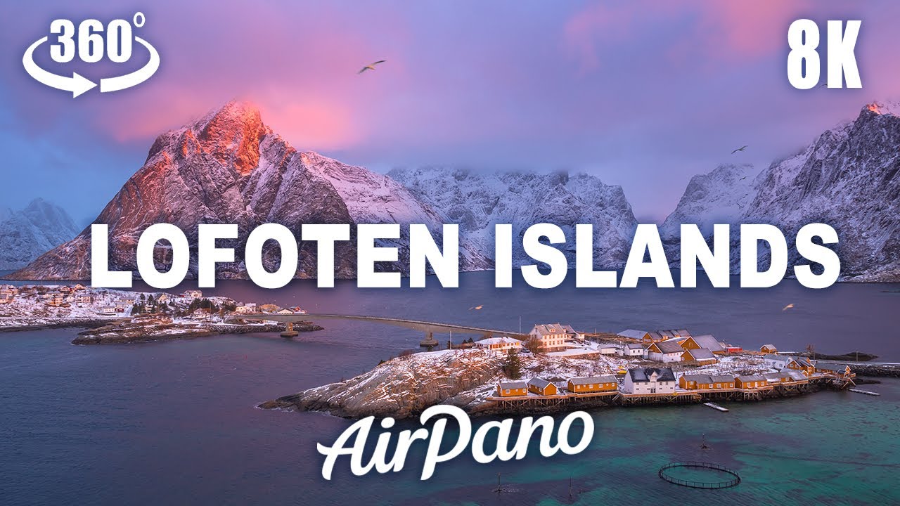 Lofoten Islands, Norway. Aerial 360&deg; video trailer in 8K