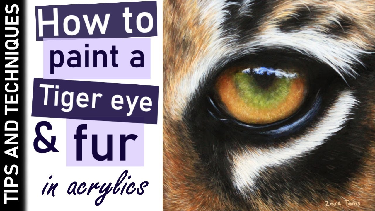 How to paint a Tiger eye in acrylics | How to paint fur in acrylics