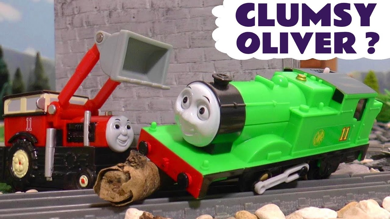 Toy Train Story with Jack and Clumsy Oliver