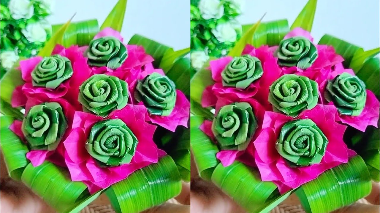 🌹วิธีทำดอกไม้ใบเตยแบบใหม่ #ดอกไม้ใบเตยวิธีทํา #diy #งานฝีมือ #craft #ดอกกุหลาบใบเตย