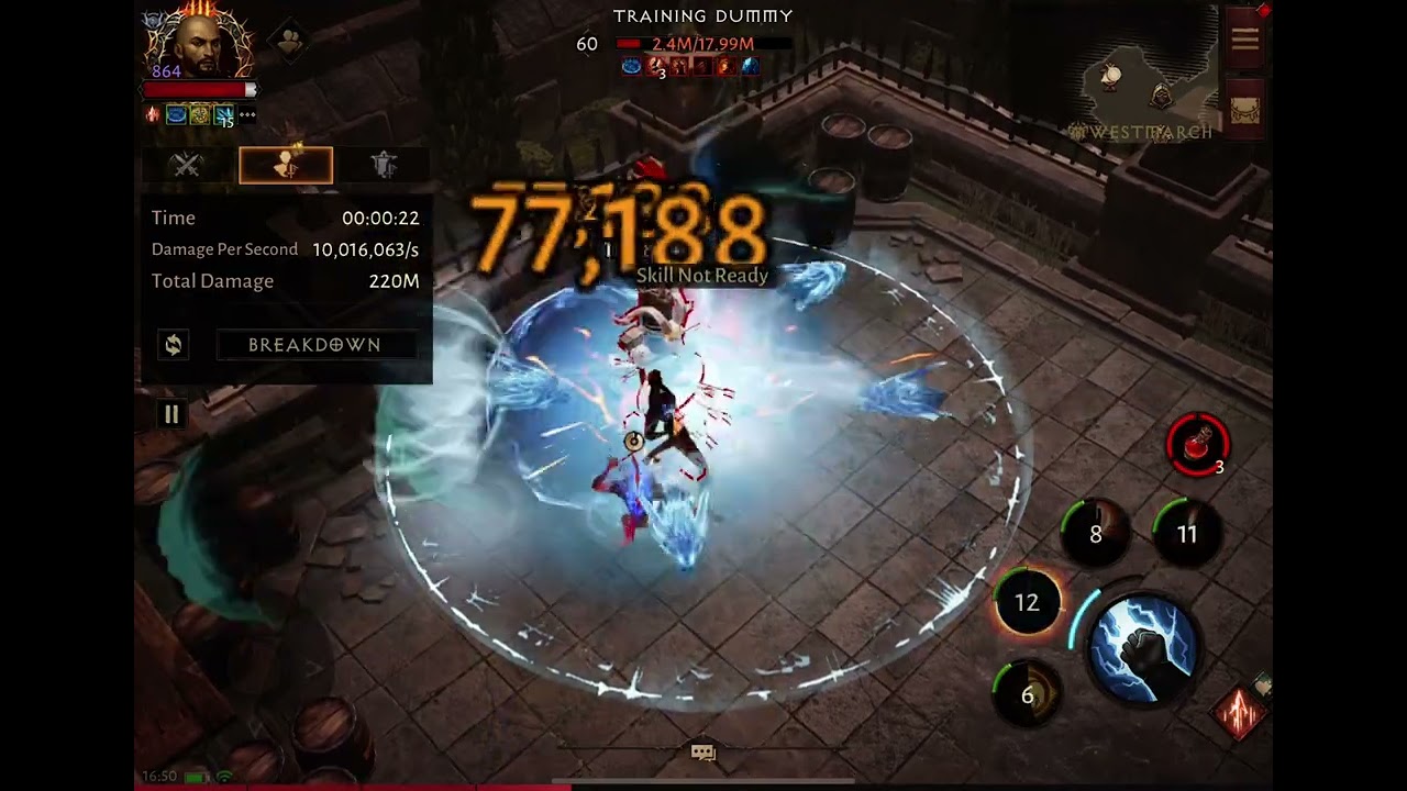 Monk 560+ mln dmg 1min diablo immortal 4/4 impr Fist