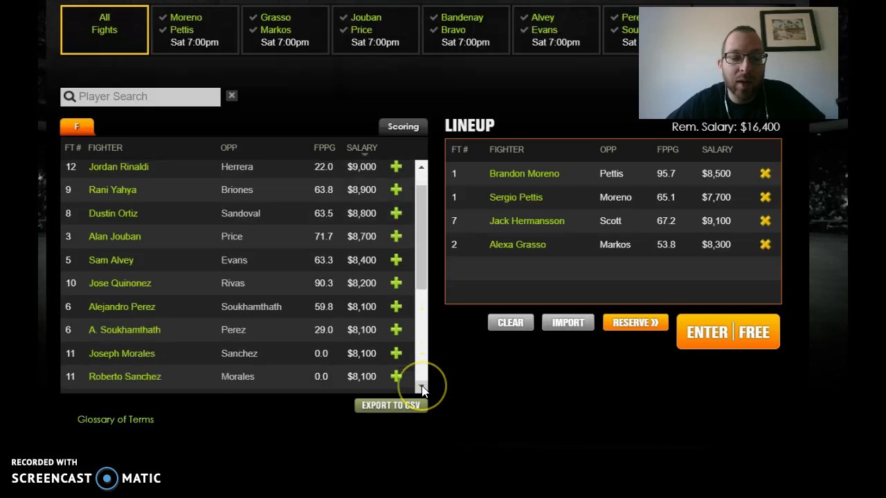 UFC FN 114: DraftKings Lineup Builder Show (Cash Games)