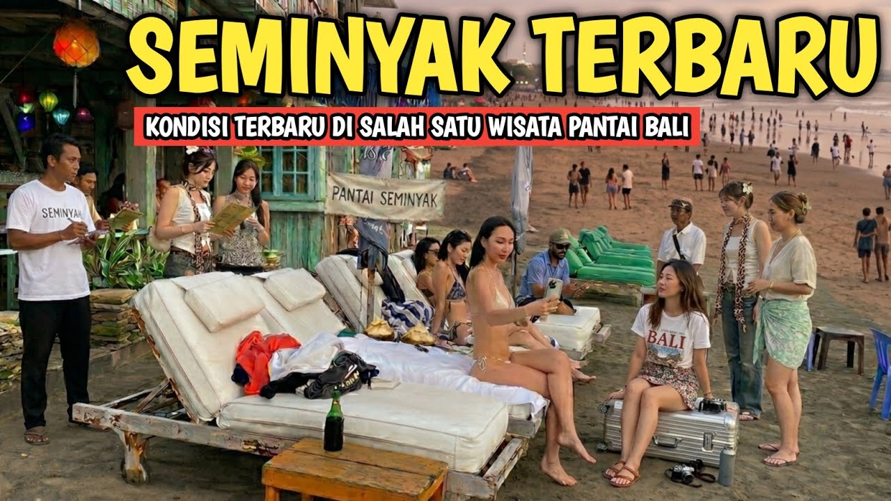 SERU SUASANA PANTAI SEMINYAK BANYAK TURIS 