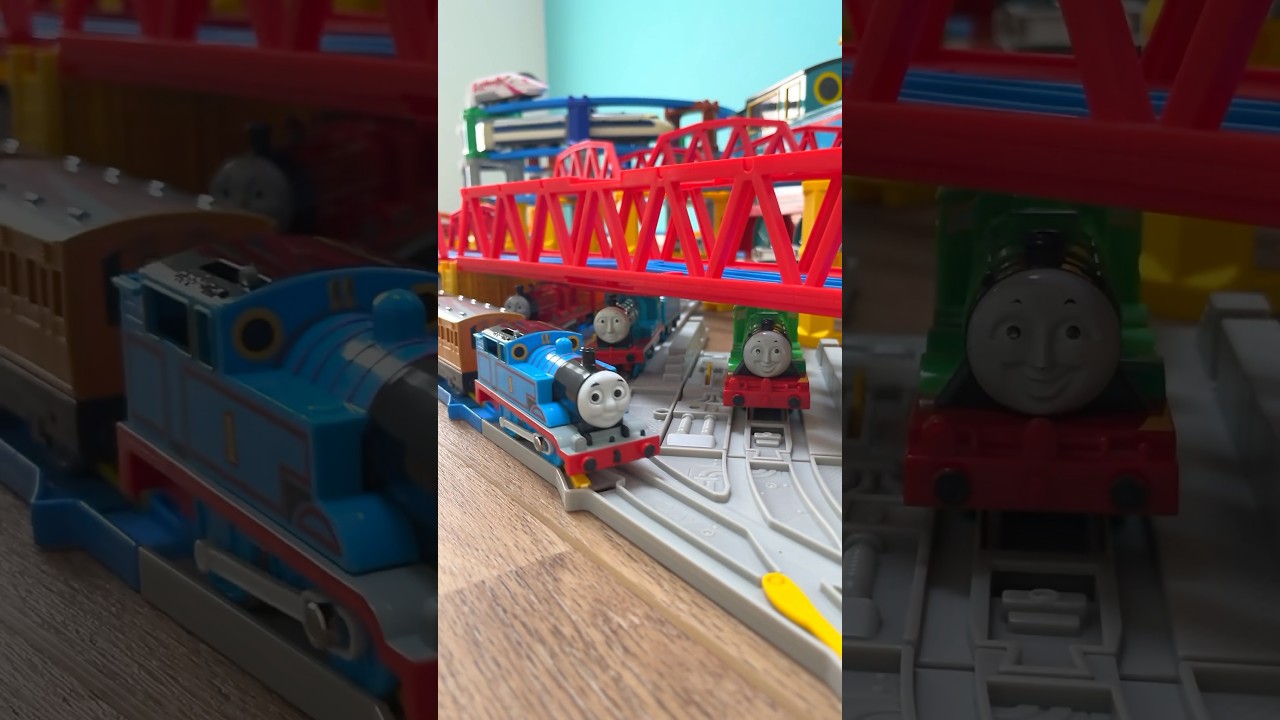 Plarail: Thomas & Friends' train depot under the big bridge ☆ Percy runs on the big bridge!