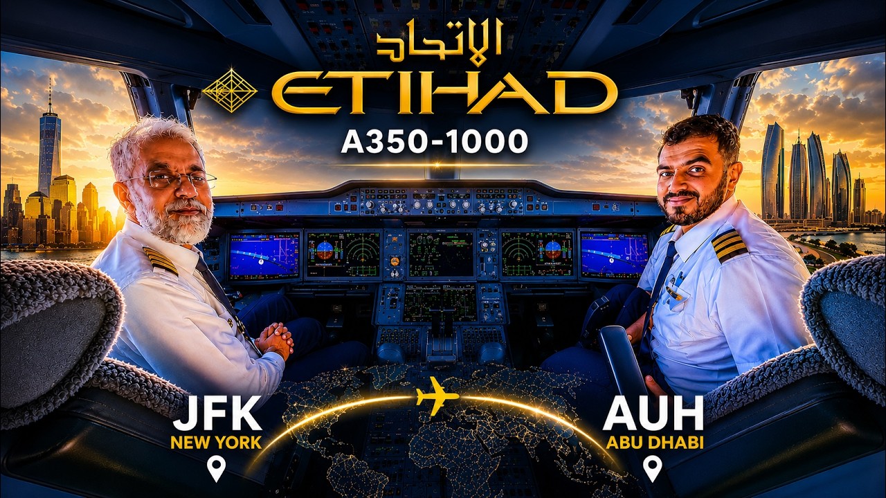 Etihad A350-1000 Cockpit New York JFK to Abu Dhabi