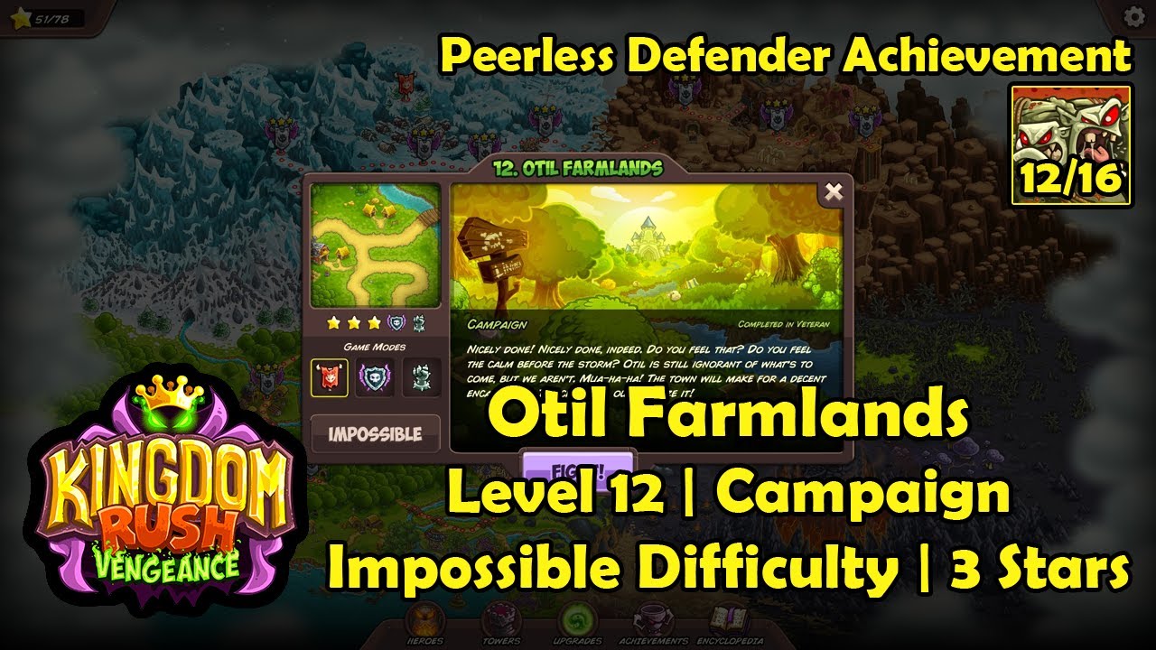 Kingdom Rush Vengeance - Otil Farmlands (Level 12 | Campaign) | Impossible (3 Stars)