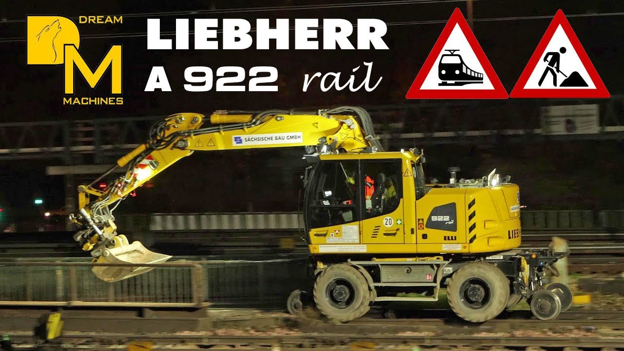 LIEBHERR A922 Rail ZWEIWEGE BAGGER Mobilbagger BAUSTELLE EISENBAHNSTRECKE BRÜCKENBAU DREAM MACHINES