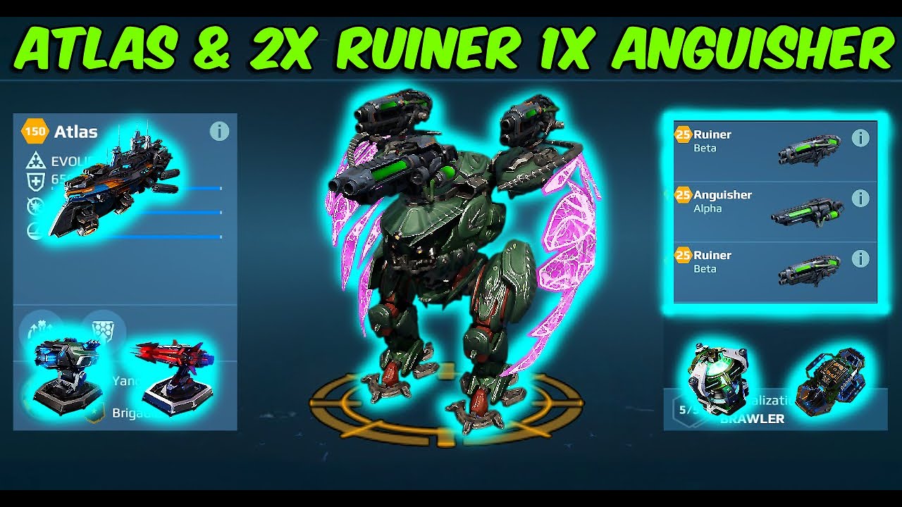 War Robots : New Titan Atlas & 2X Ruiner 1X Anguisher Gameplay🔥🔥#warrobots