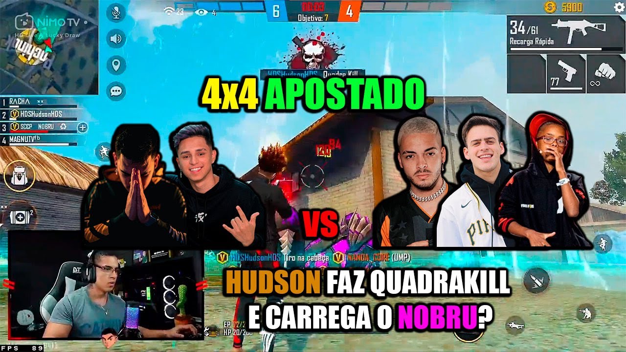 HUDSON NOBRU E RACHA vs JON VLOGS BOCA E NZAO ! HUDSON FAZ QUADRA E CARREGA O NOBRU? 4x4 APOSTADO!