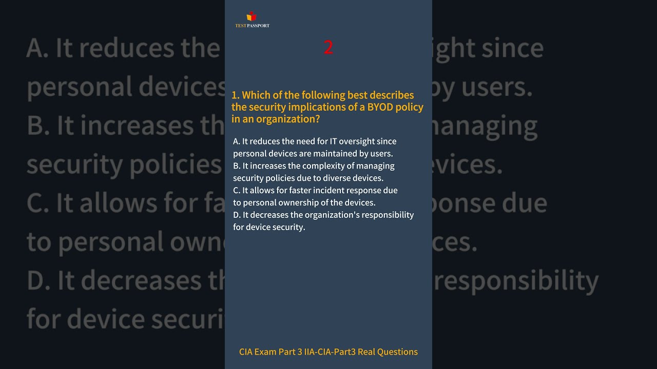 IIA-CIA-Part3 CIA Exam Part 3 Real Exam Questions Q1-2 #examquestions #iia