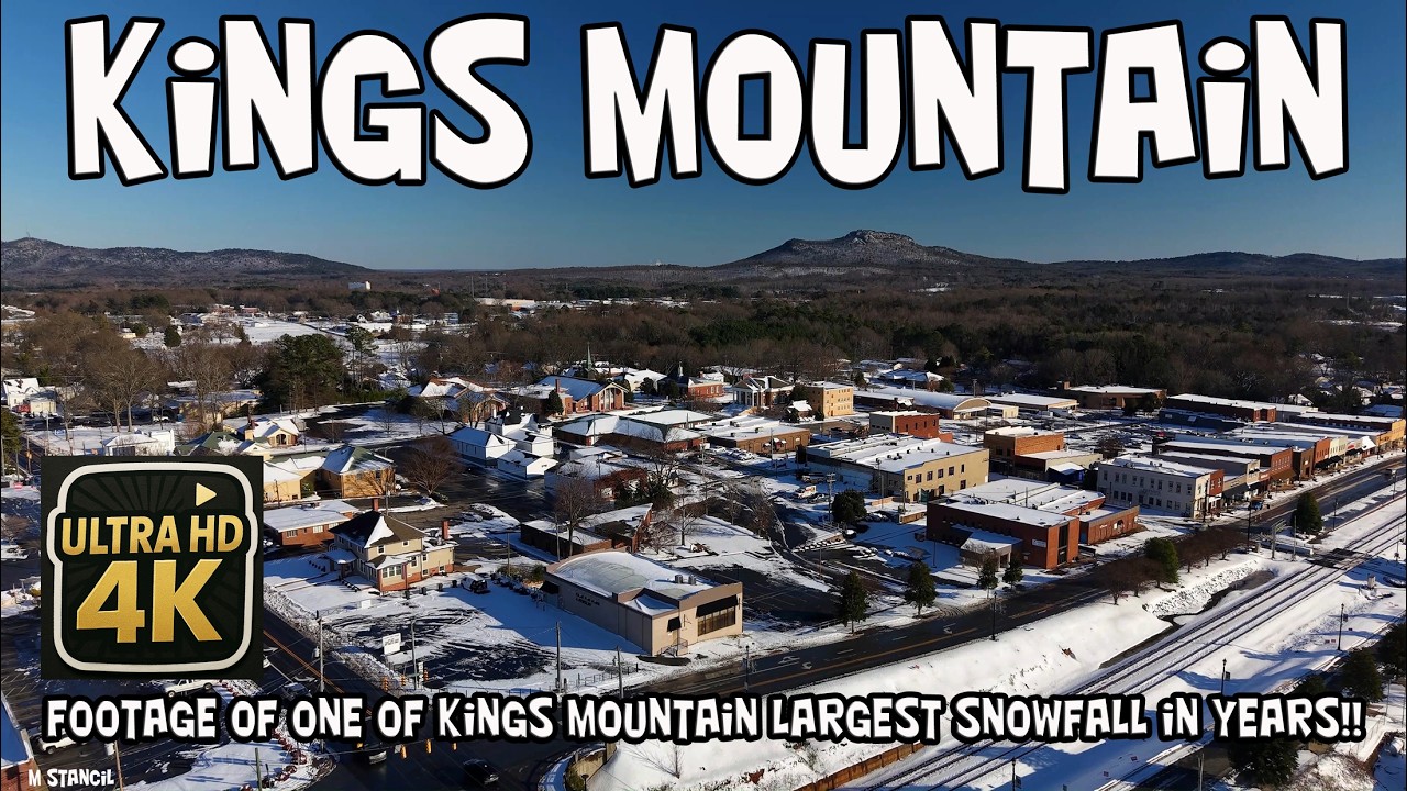 Kings Mountain North Carolina 4K /Relaxing & Stunning Snow Footage (DJI Mavic Air 3S Drone Footage)