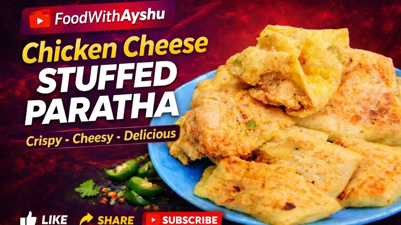 Chicken Cheese Stuffed Paratha Recipe | Crispy Cheesy Paratha .Food with Ayshu