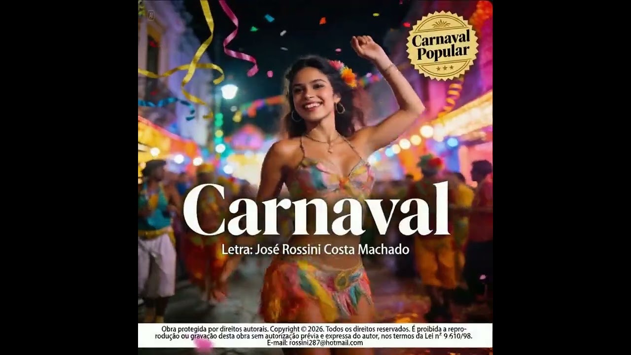 Carnaval - Folia, Samba - Letra autoral - José Rossini Costa Machado