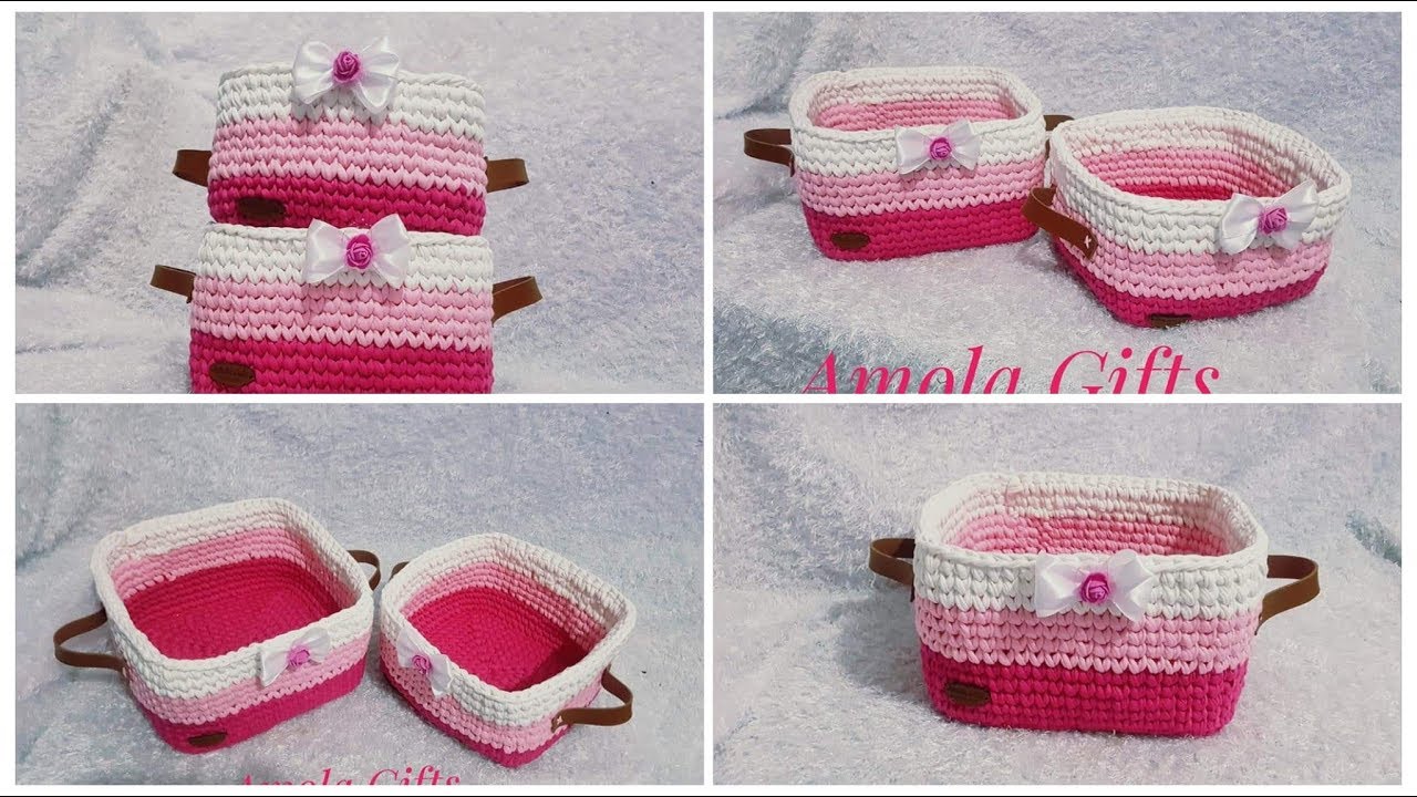كروشيه قاعده مربعه بخيط الكليم/ بوكس كليم /باسكيت مربع /How to crochet Square basket T_shirt yarn